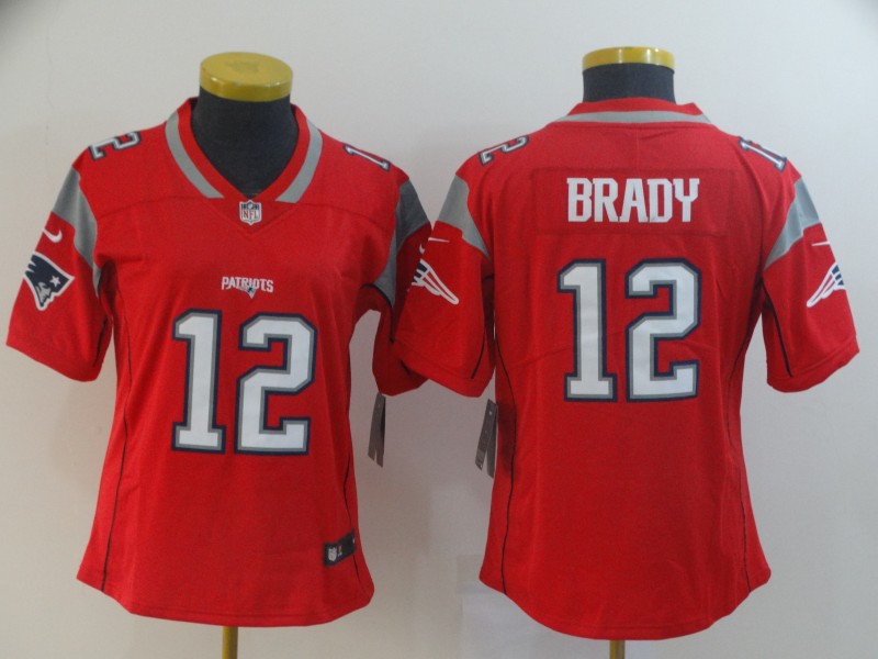 Women New England Patriots #12 Brady red Nike Vapor Untouchable Limited NFL Jersey
